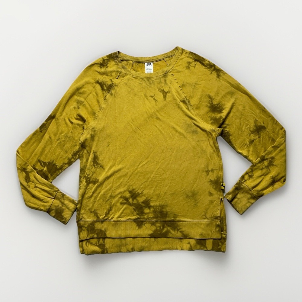 JoyLab Tie Dye Pullover Sweatshirt Women XS Yellow Long Sleeve Crew Neck Yoga